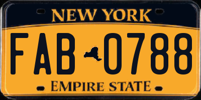 NY license plate FAB0788