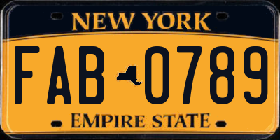 NY license plate FAB0789