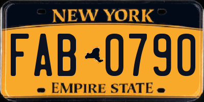 NY license plate FAB0790