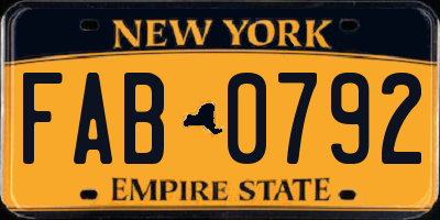 NY license plate FAB0792