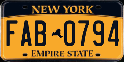 NY license plate FAB0794