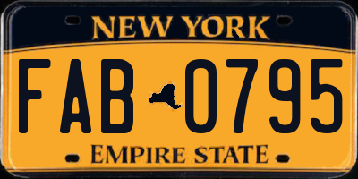 NY license plate FAB0795