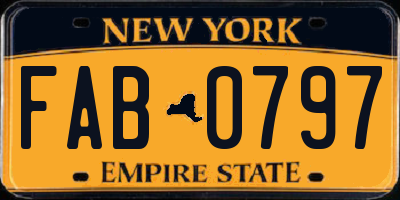 NY license plate FAB0797