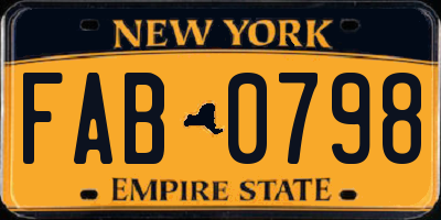 NY license plate FAB0798