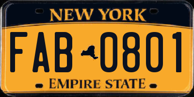 NY license plate FAB0801