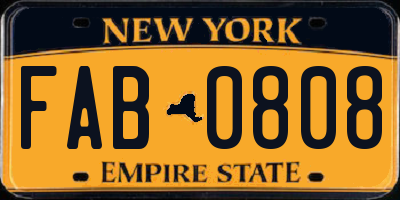 NY license plate FAB0808