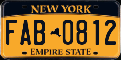 NY license plate FAB0812