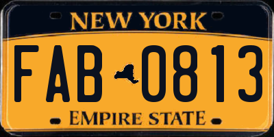 NY license plate FAB0813