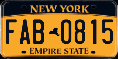 NY license plate FAB0815