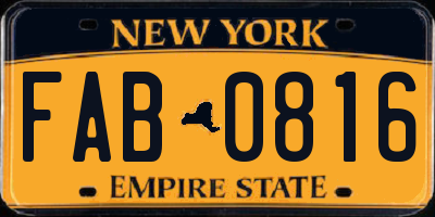 NY license plate FAB0816