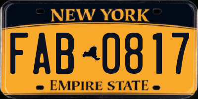 NY license plate FAB0817