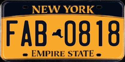 NY license plate FAB0818