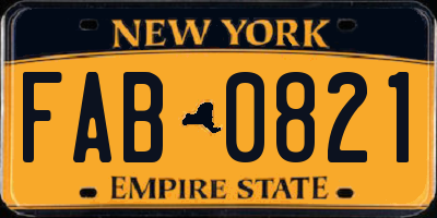 NY license plate FAB0821