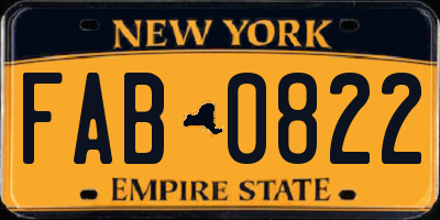 NY license plate FAB0822