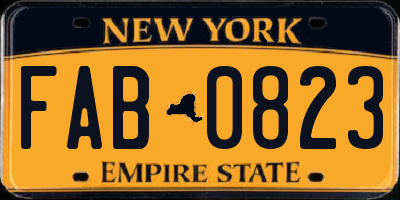 NY license plate FAB0823