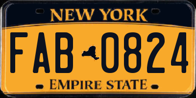 NY license plate FAB0824