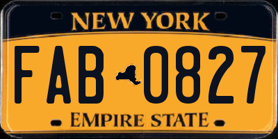 NY license plate FAB0827