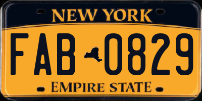 NY license plate FAB0829