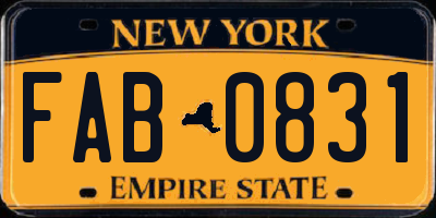 NY license plate FAB0831