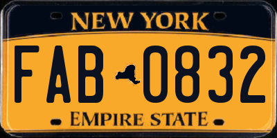 NY license plate FAB0832