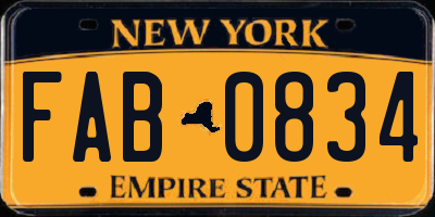 NY license plate FAB0834