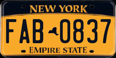 NY license plate FAB0837