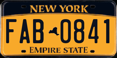 NY license plate FAB0841