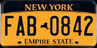 NY license plate FAB0842