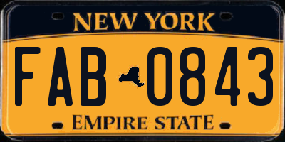 NY license plate FAB0843