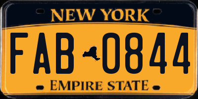 NY license plate FAB0844