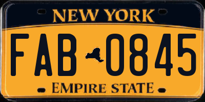 NY license plate FAB0845