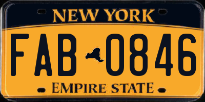 NY license plate FAB0846