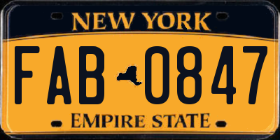 NY license plate FAB0847