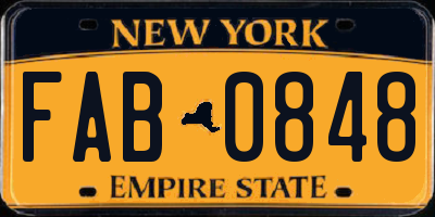 NY license plate FAB0848