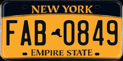 NY license plate FAB0849