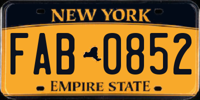 NY license plate FAB0852