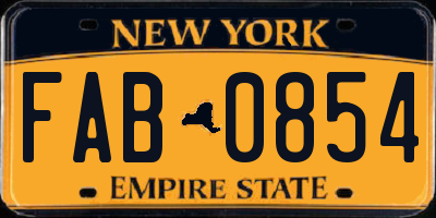 NY license plate FAB0854