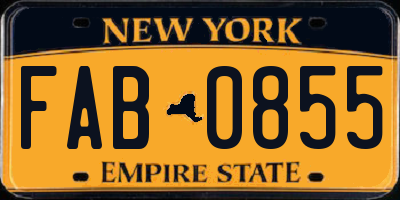 NY license plate FAB0855