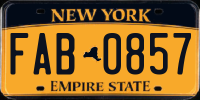 NY license plate FAB0857