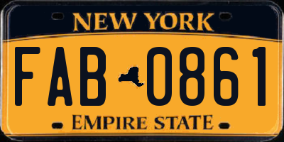 NY license plate FAB0861