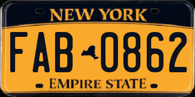 NY license plate FAB0862