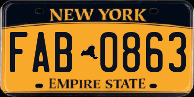 NY license plate FAB0863