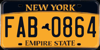 NY license plate FAB0864