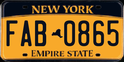 NY license plate FAB0865