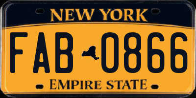 NY license plate FAB0866