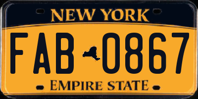 NY license plate FAB0867