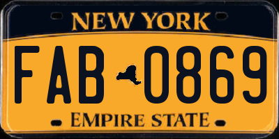 NY license plate FAB0869