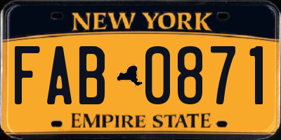 NY license plate FAB0871