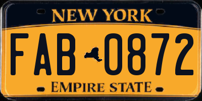 NY license plate FAB0872