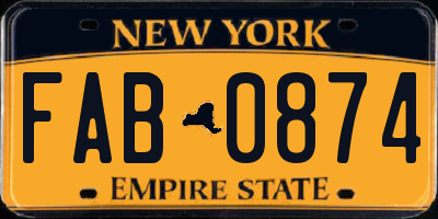 NY license plate FAB0874